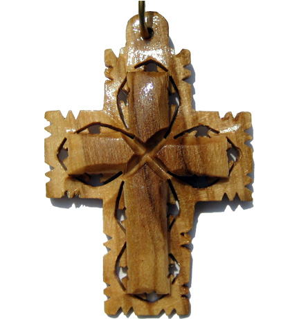 Buy Large Filigree Olive Wood Cross Necklace with Leather Cord